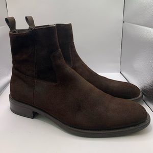 To Boot New York Brown Leather Suede Side Zip Mid Chelsea Boots Mens Size 9.5